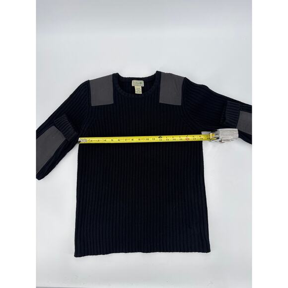 L.L. Bean Commando Merino Lambs Wool Ribbed Crewneck Sweater Black Size M Reg - Picture 7 of 7